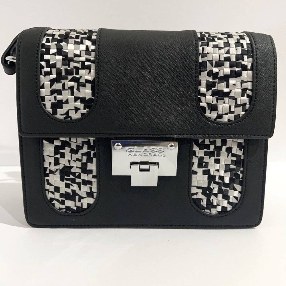 Glass Handbag Black Pixel Mosaic Cross-Body Bag - Picture 1 of 6